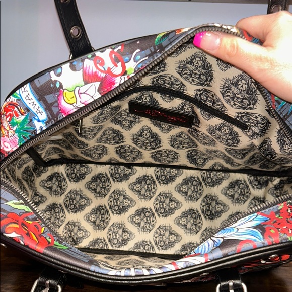 Ed Hardy Black and Multicolor Travel Bag Love Kills Slowly - Picture 6 of 14